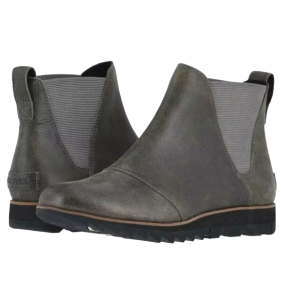 Sorel Harlow Chelsea Rain Boot Waterproof Leather Grey Women's 7.5 - Picture 1 of 13